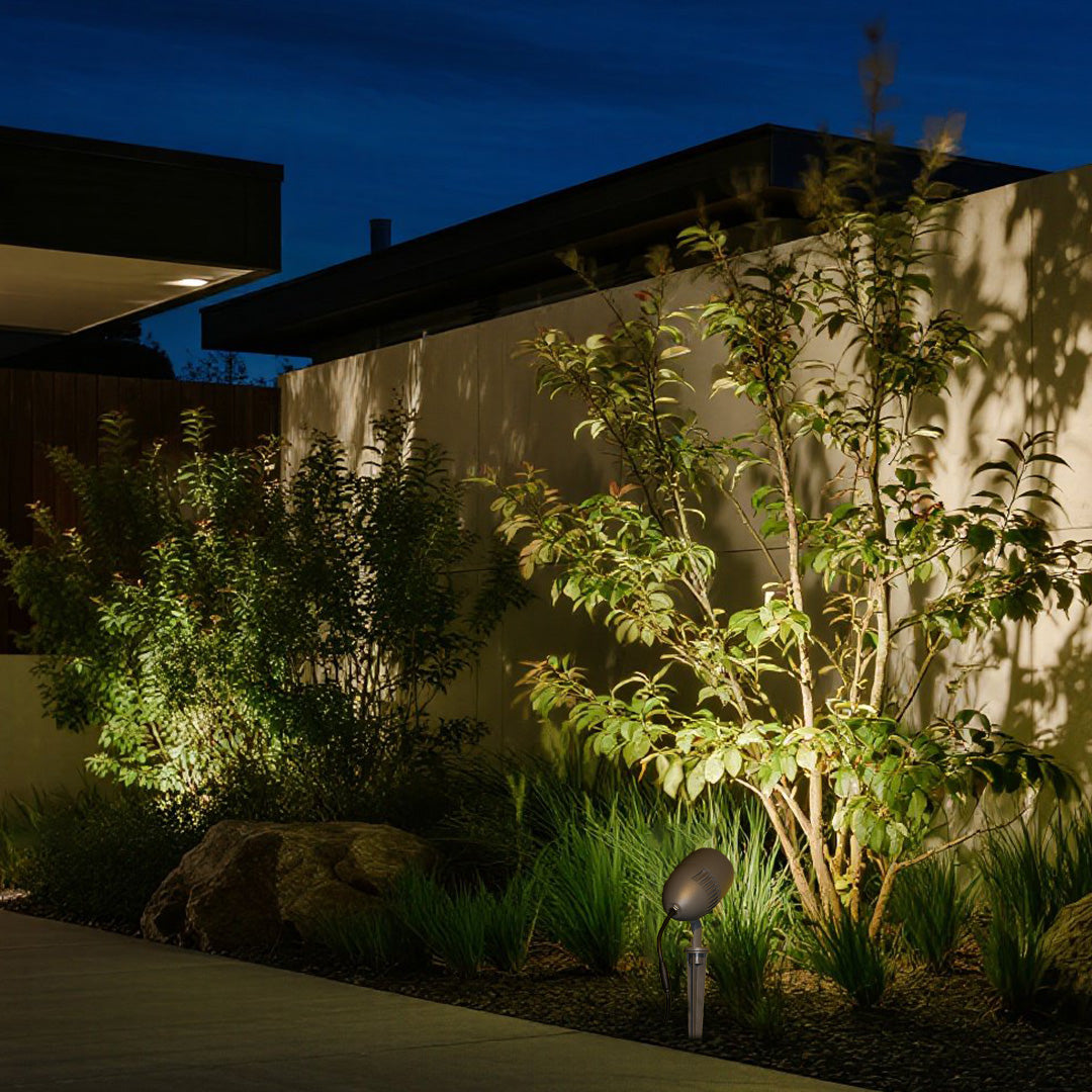 Minimalist Flood Spotlight, Gray Aluminum Garden Accent Light