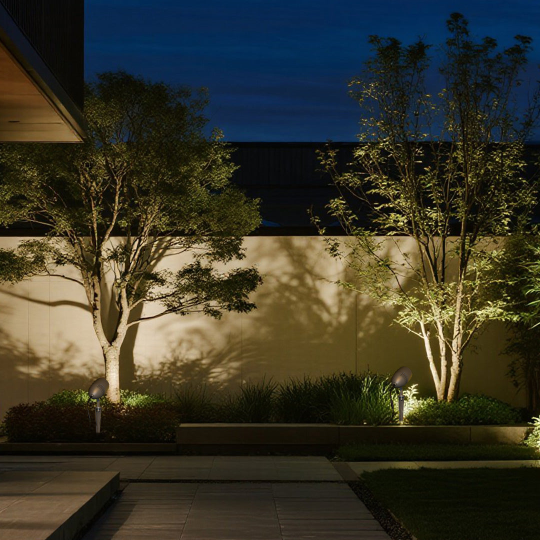 Minimalist Flood Spotlight, Gray Aluminum Garden Accent Light, view 4