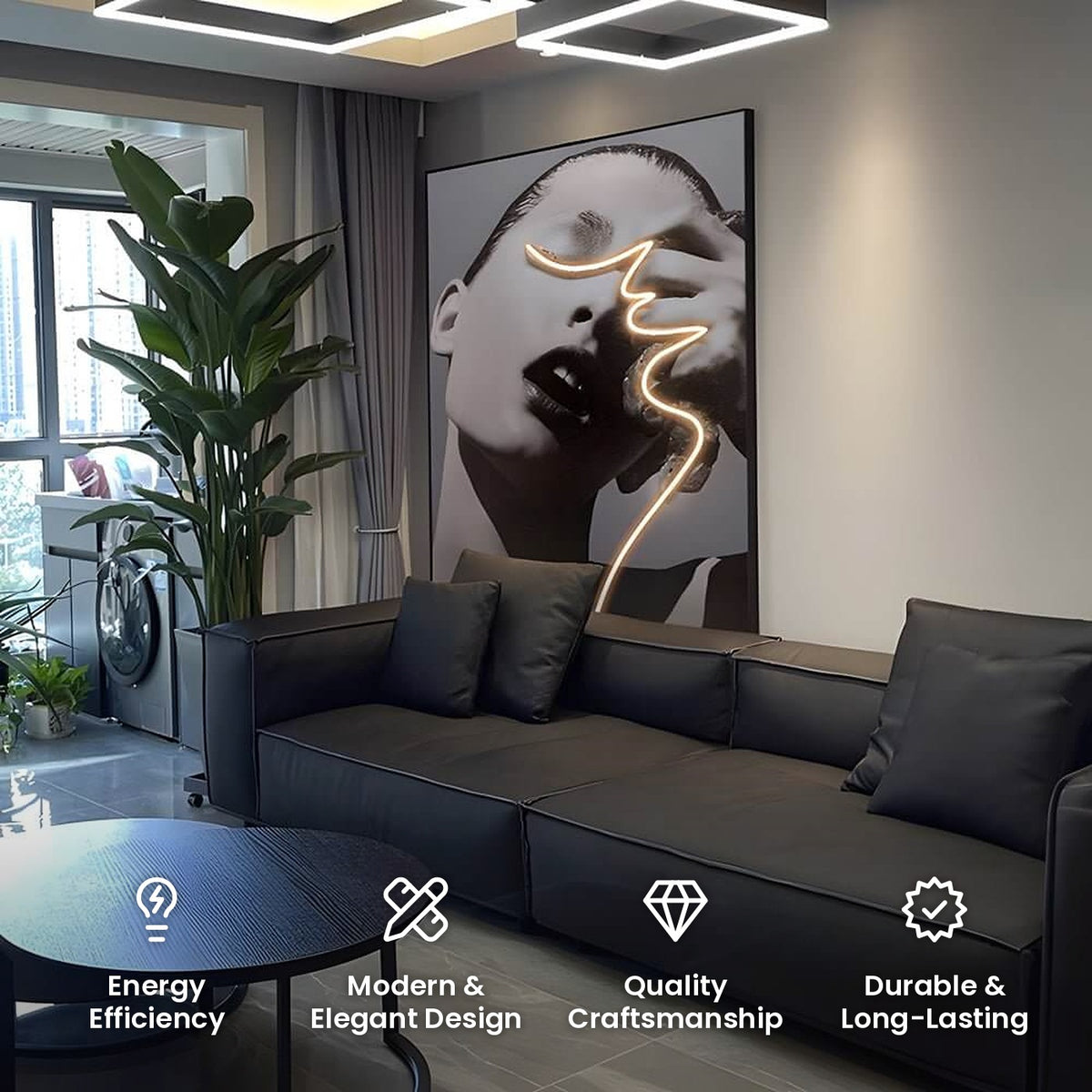 Profile Line LED Canvas Wall Art: energy efficiency, modern and elegant design, quality craftsmanship, durable and long-lasting