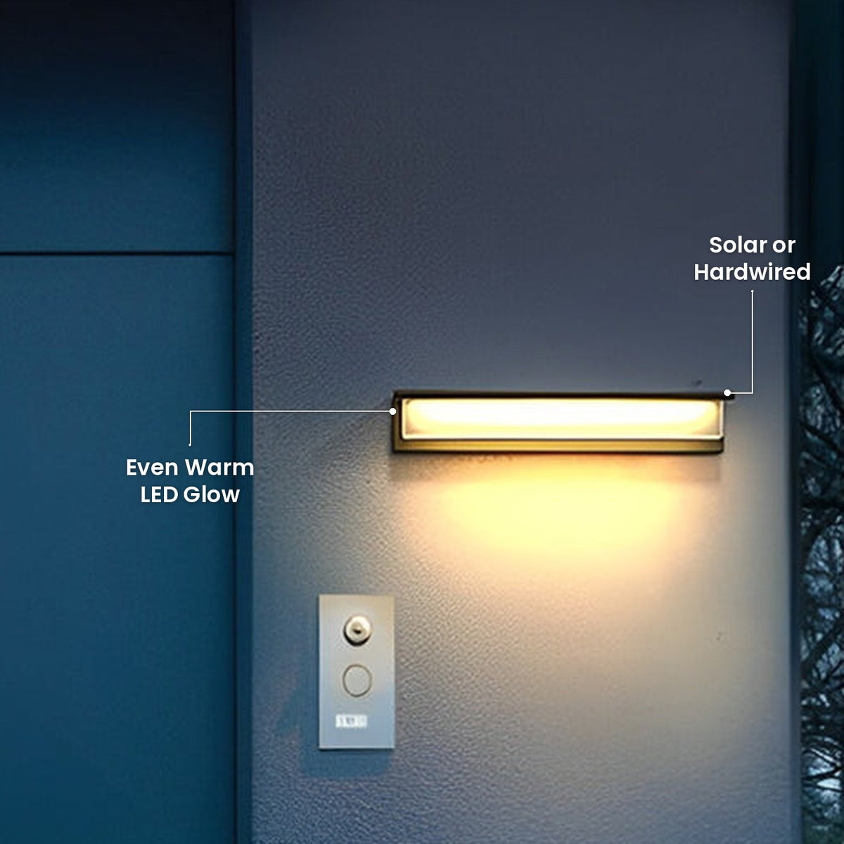 Rectangular Solar Porch Light: Solar or Hardwired, Even Warm LED Glow