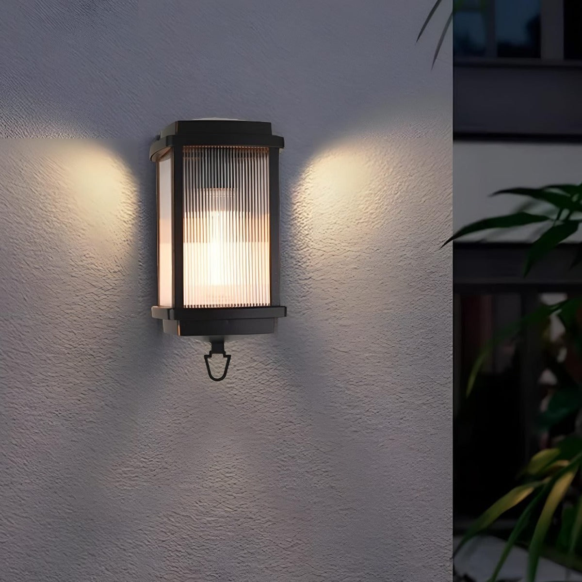 Reeded Panel Wall Lantern, Black Die Cast Aluminum Porch Light