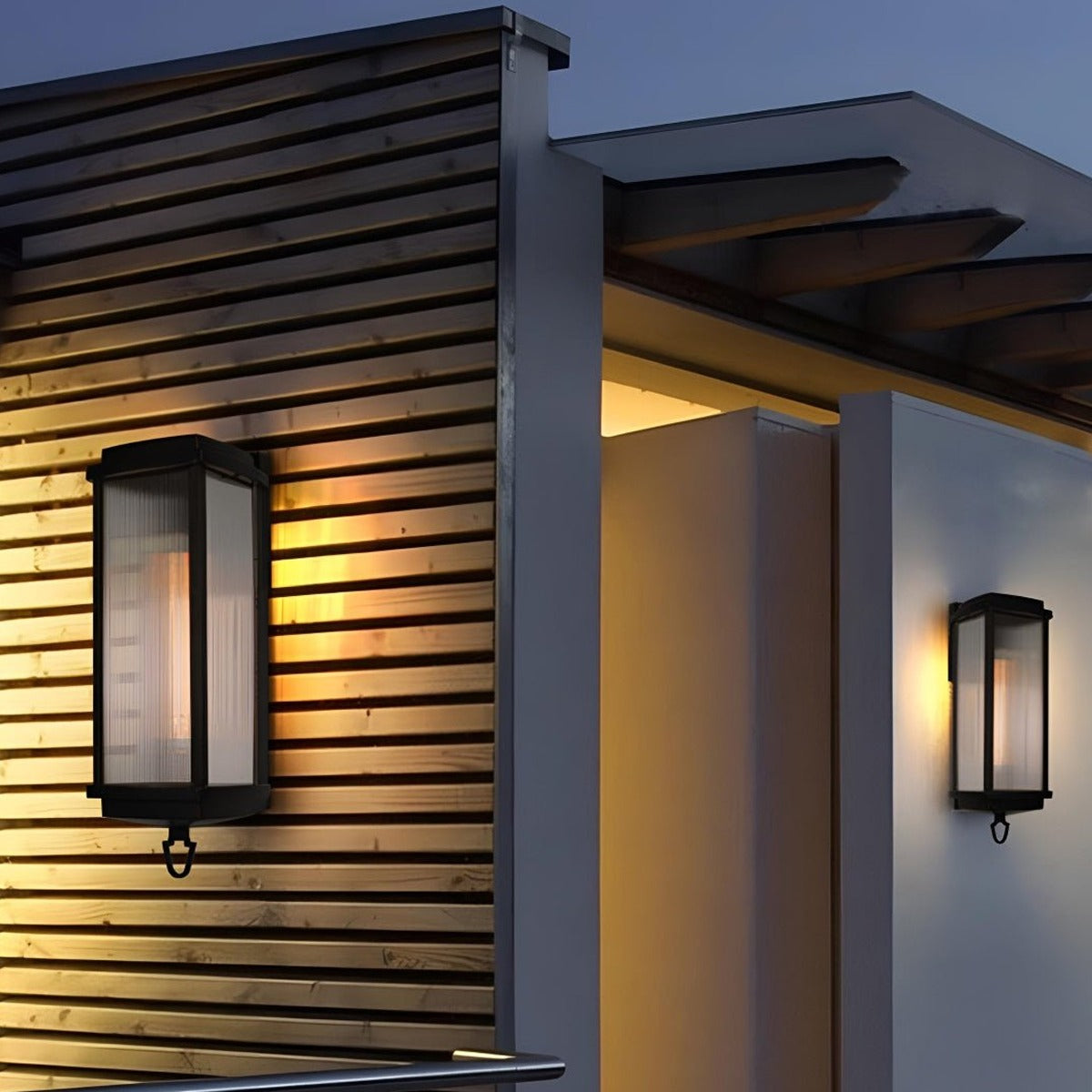 Reeded Panel Wall Lantern, Black Die Cast Aluminum Porch Light 2