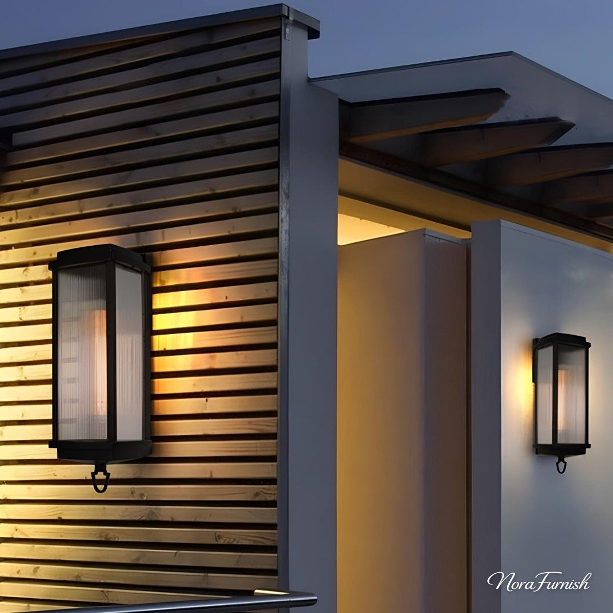Reeded Panel Wall Lantern, Black Die Cast Aluminum Porch Light 2