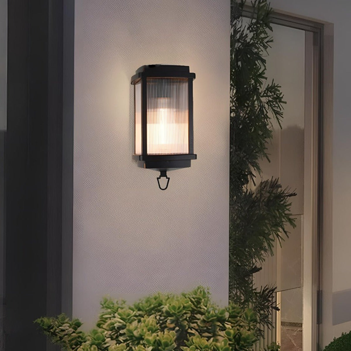 Reeded Panel Wall Lantern, Black Die Cast Aluminum Porch Light 4