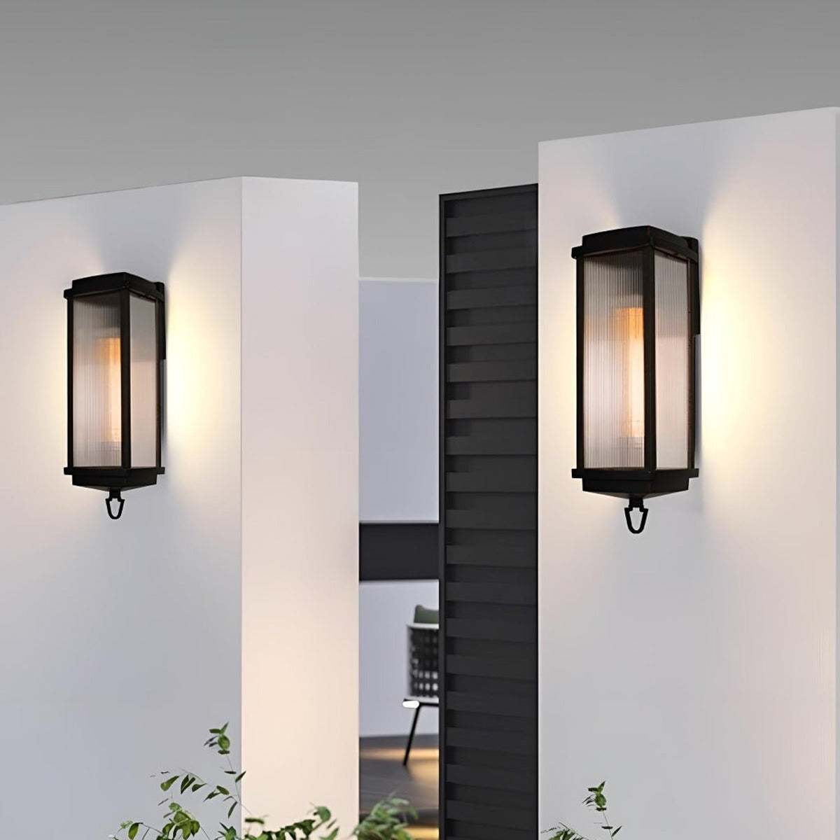 Reeded Panel Wall Lantern, Black Die Cast Aluminum Porch Light 5