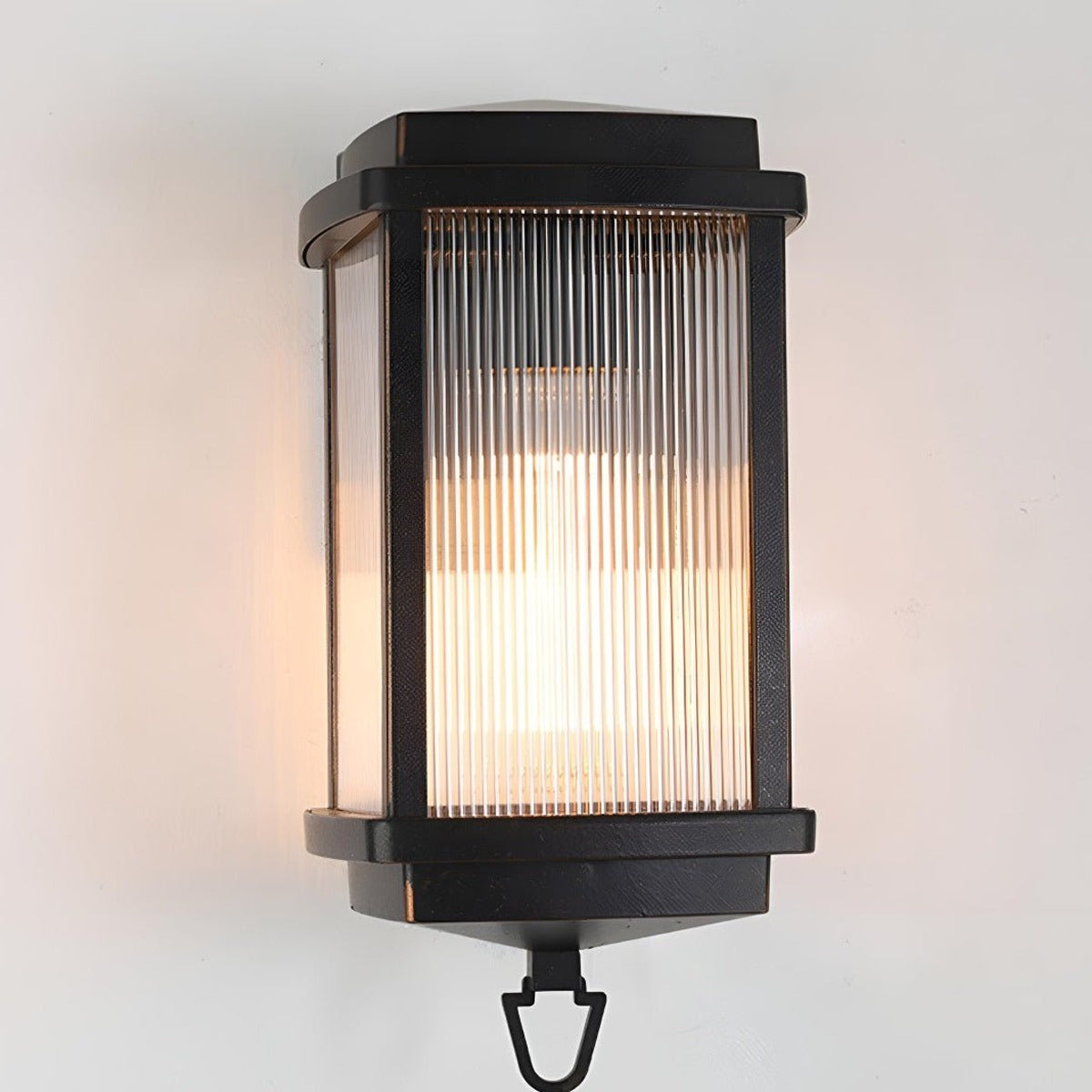 Reeded Panel Wall Lantern, Black Die Cast Aluminum Porch Light 6