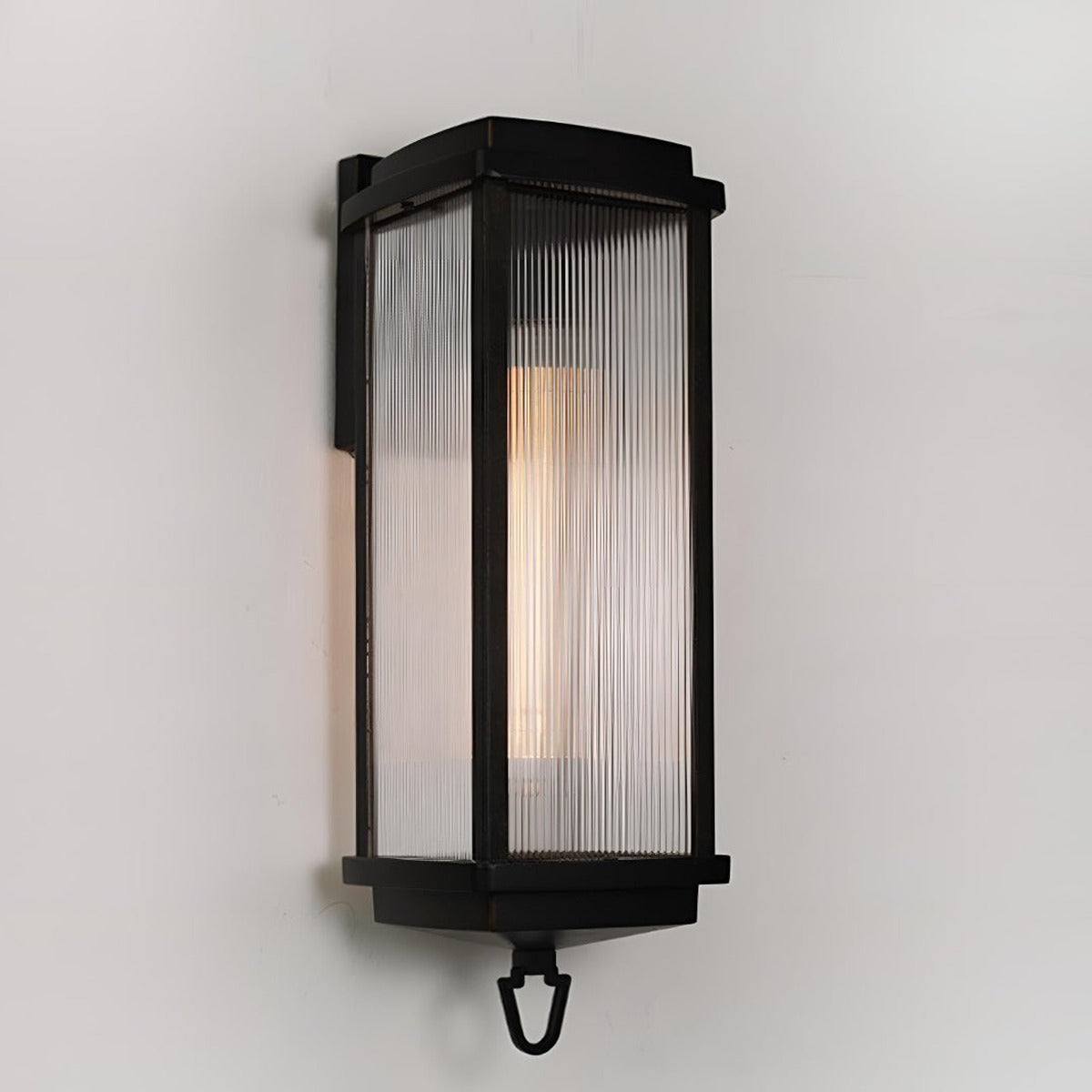 Reeded Panel Wall Lantern, Black Die Cast Aluminum Porch Light 7