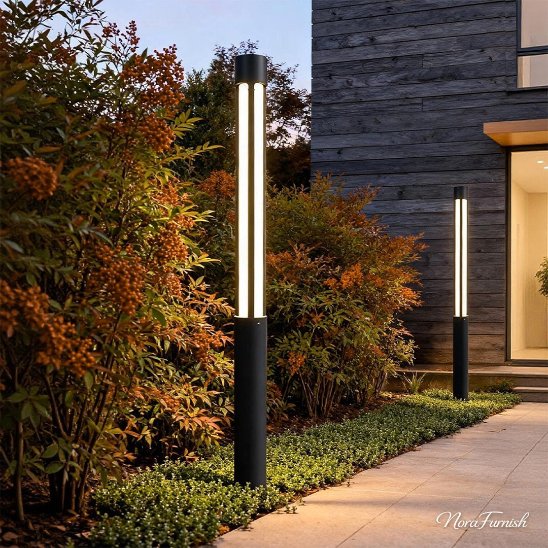Cylinder Bollard Light, Black Modern Landscape Path Fixture, view 6