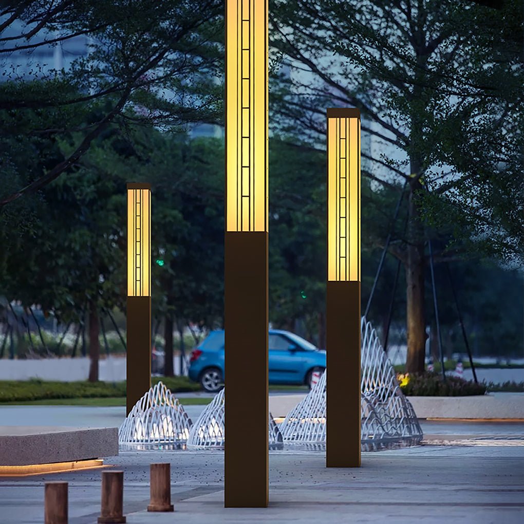 Patterned Marble Lamp Post, Vintage Stainless Steel Post Light