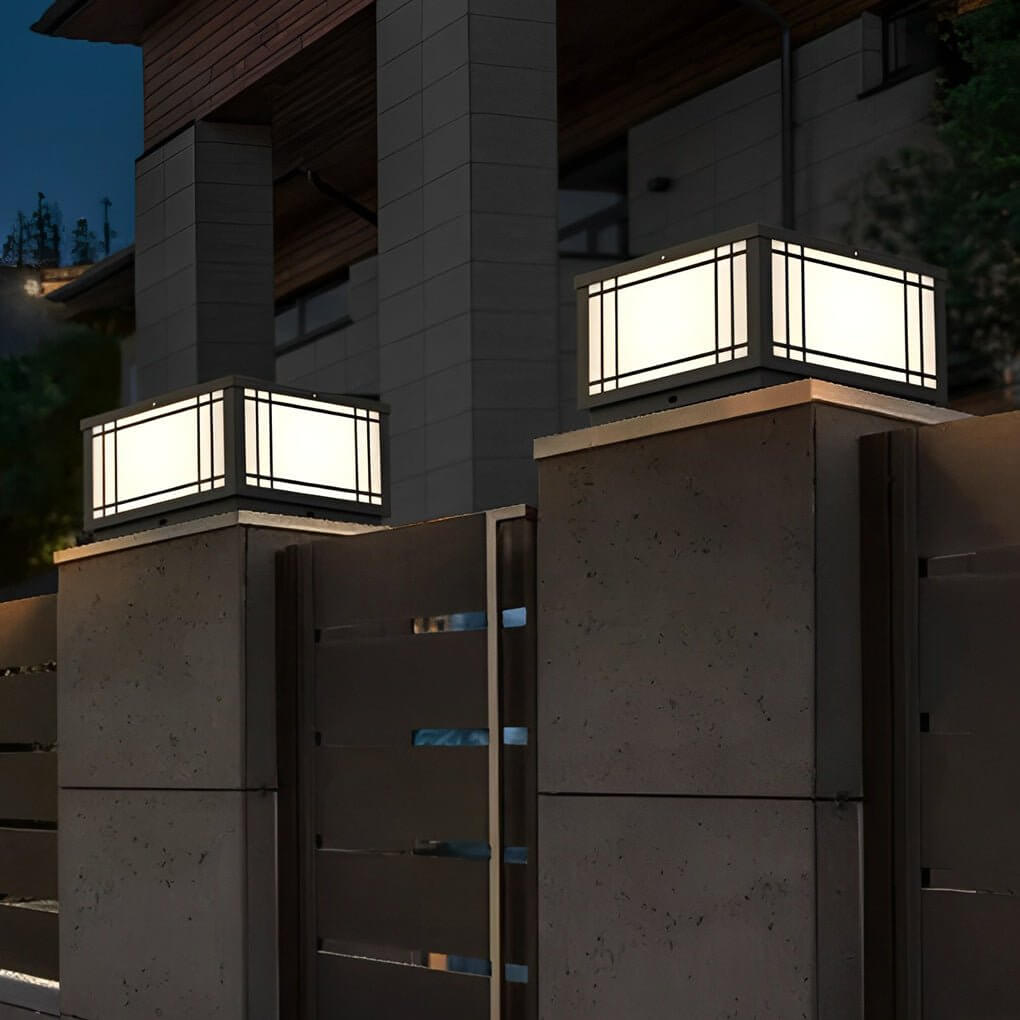 Craftsman Grille Pillar Light, Black Stainless Steel Post Cap Light 6