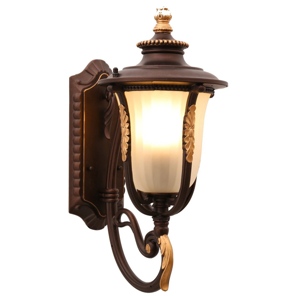 Reversible Tulip Lantern Wall Light, Coffee Aluminum Porch Sconce 12
