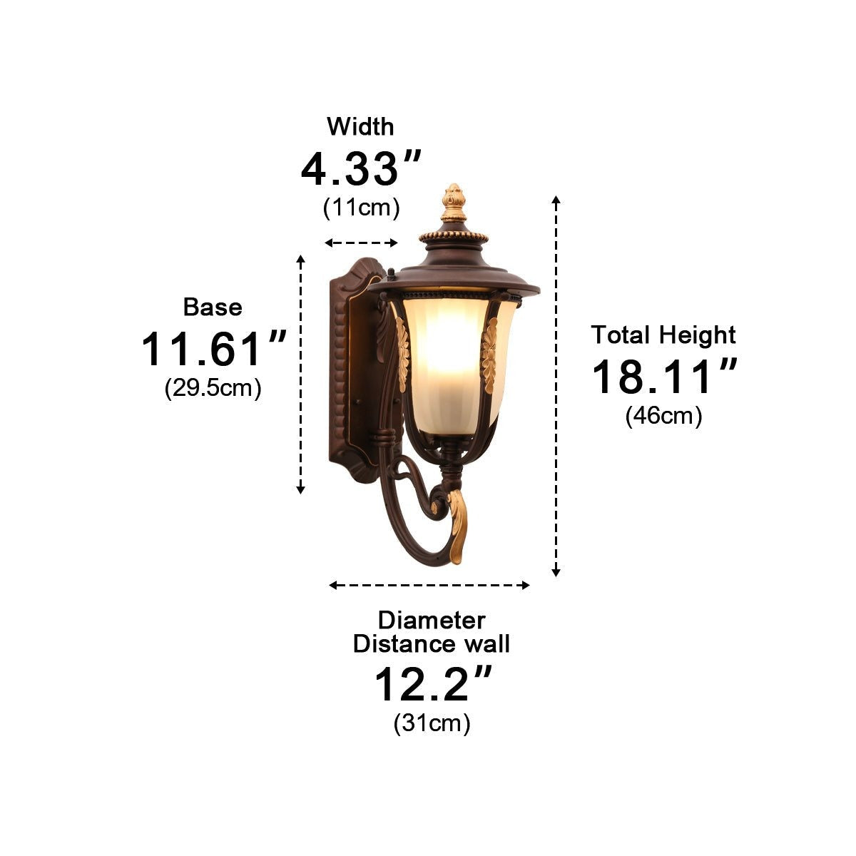 Reversible Tulip Lantern Wall Light, Coffee Aluminum Porch Sconce 13