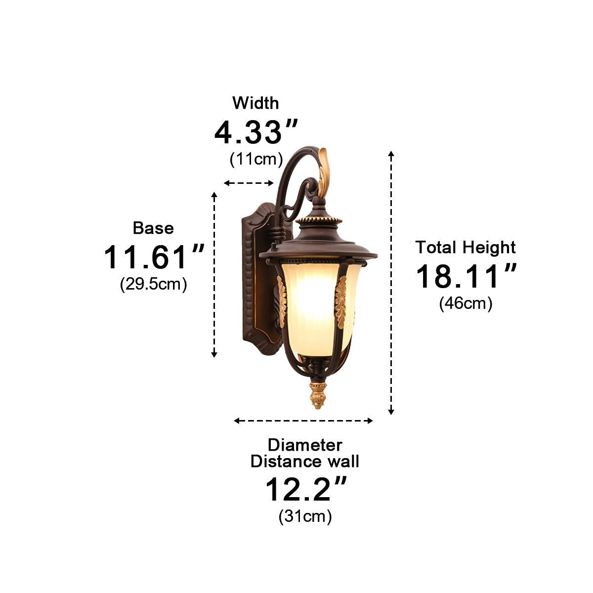 Reversible Tulip Lantern Wall Light, Coffee Aluminum Porch Sconce 14