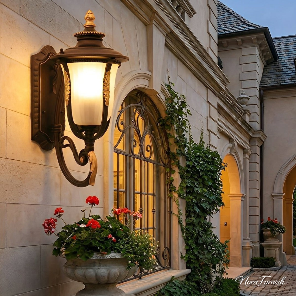 Reversible Tulip Lantern Wall Light, Coffee Aluminum Porch Sconce 2