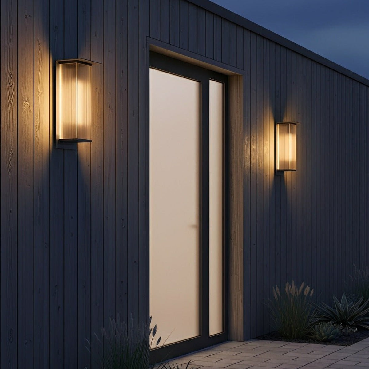 Ribbed Canopy Box Wall Light, Metal and Acrylic Outdoor Sconce