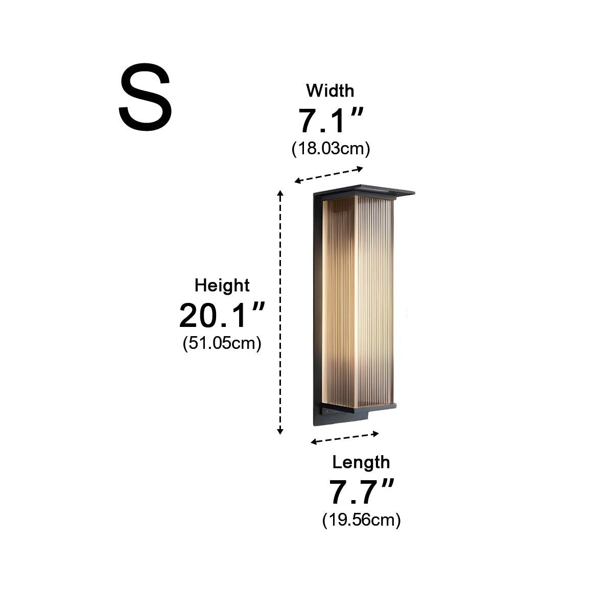 Ribbed Canopy Box Wall Light, Metal and Acrylic Outdoor Sconce 11