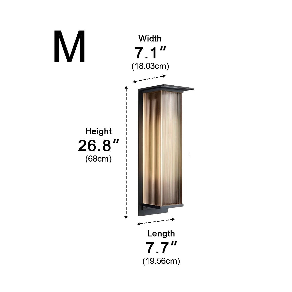 Ribbed Canopy Box Wall Light, Metal and Acrylic Outdoor Sconce 12