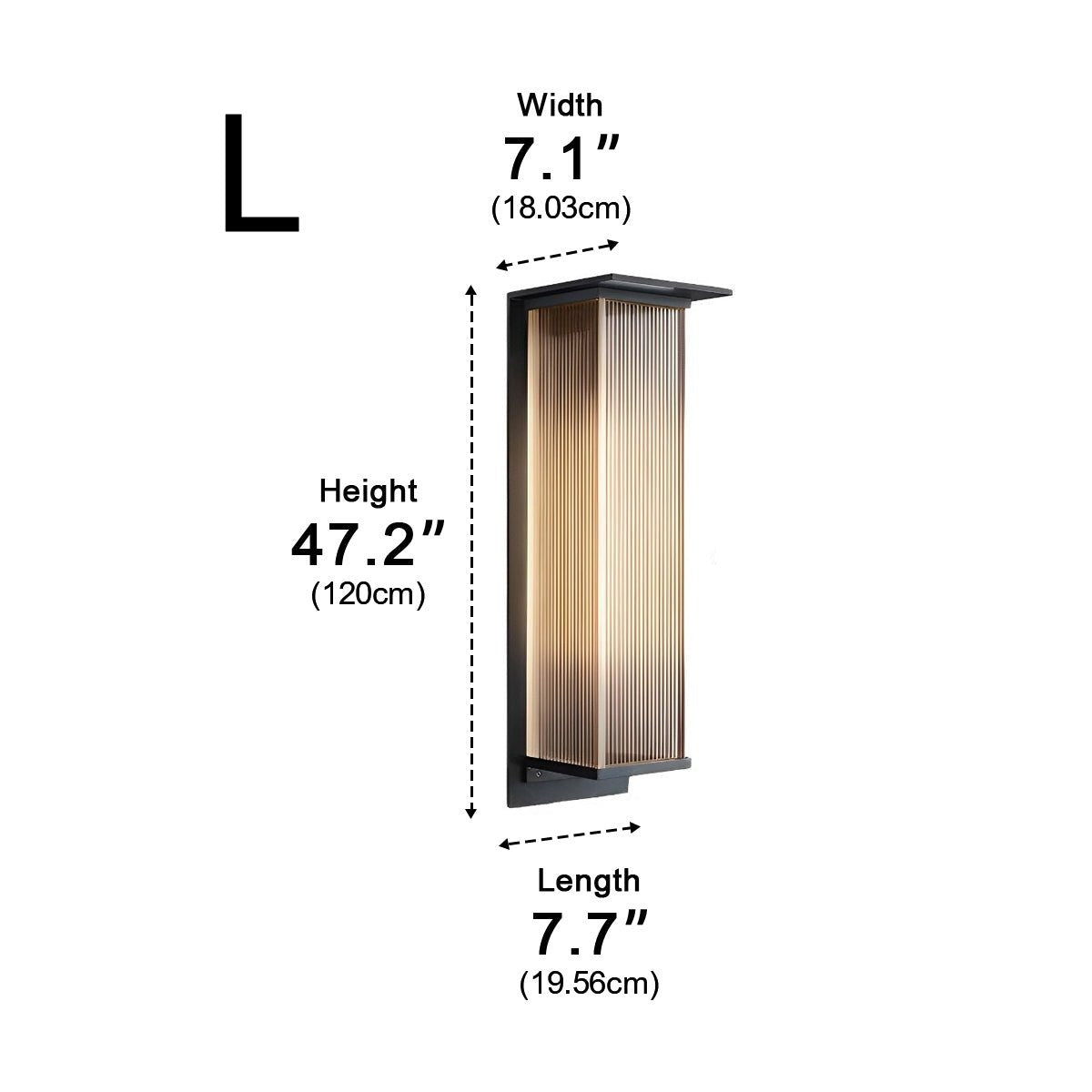 Ribbed Canopy Box Wall Light, Metal and Acrylic Outdoor Sconce 13