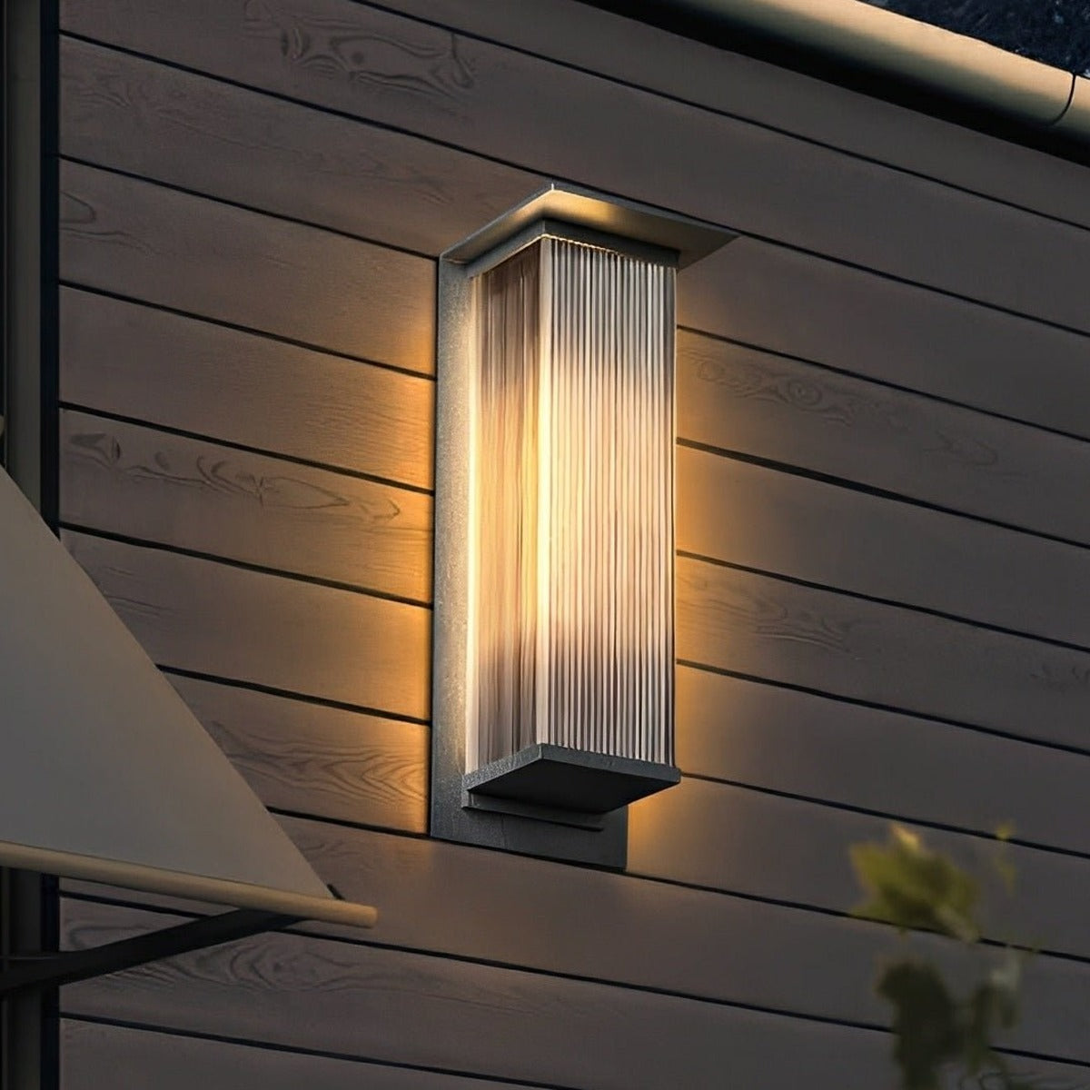 Ribbed Canopy Box Wall Light, Metal and Acrylic Outdoor Sconce 2