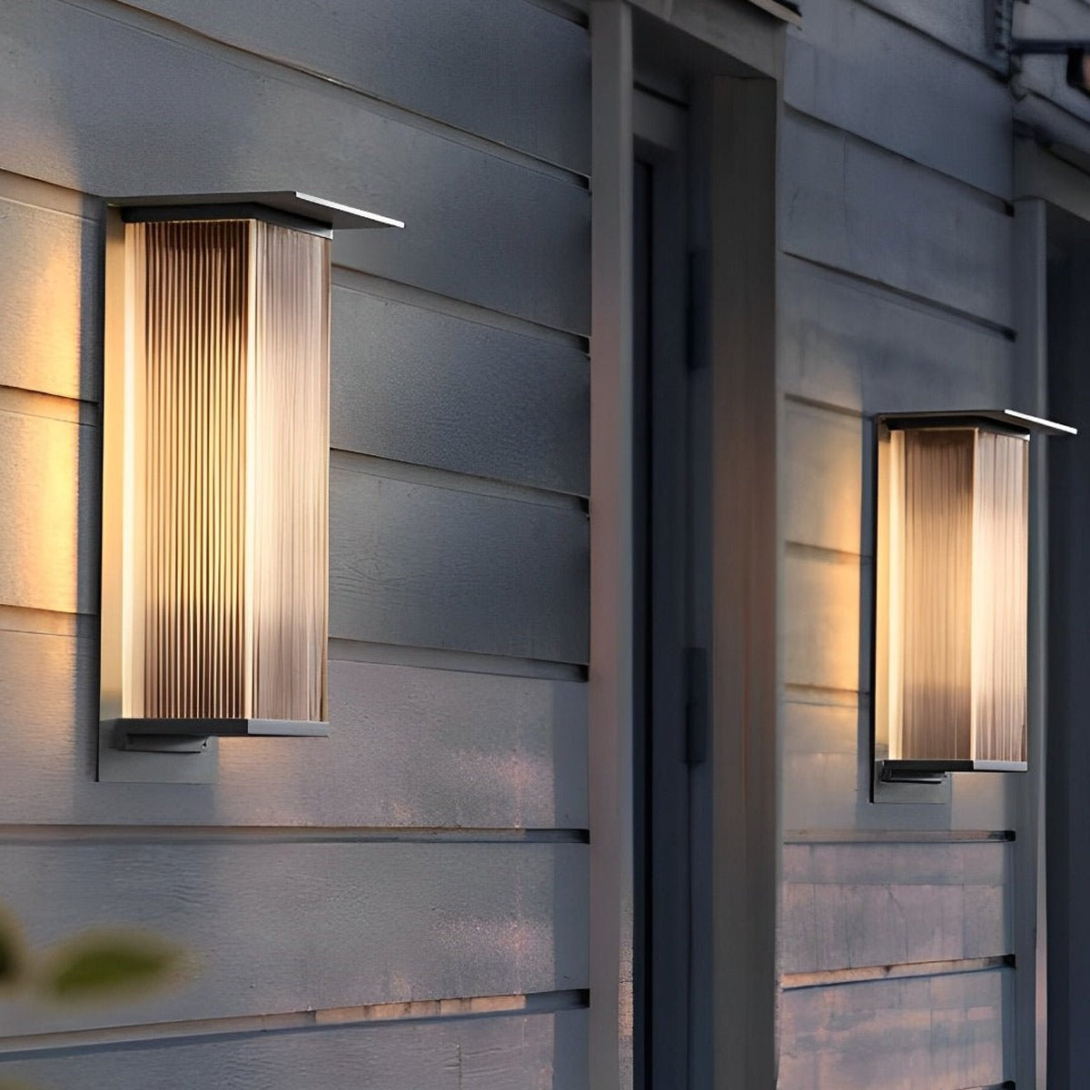 Ribbed Canopy Box Wall Light, Metal and Acrylic Outdoor Sconce 3