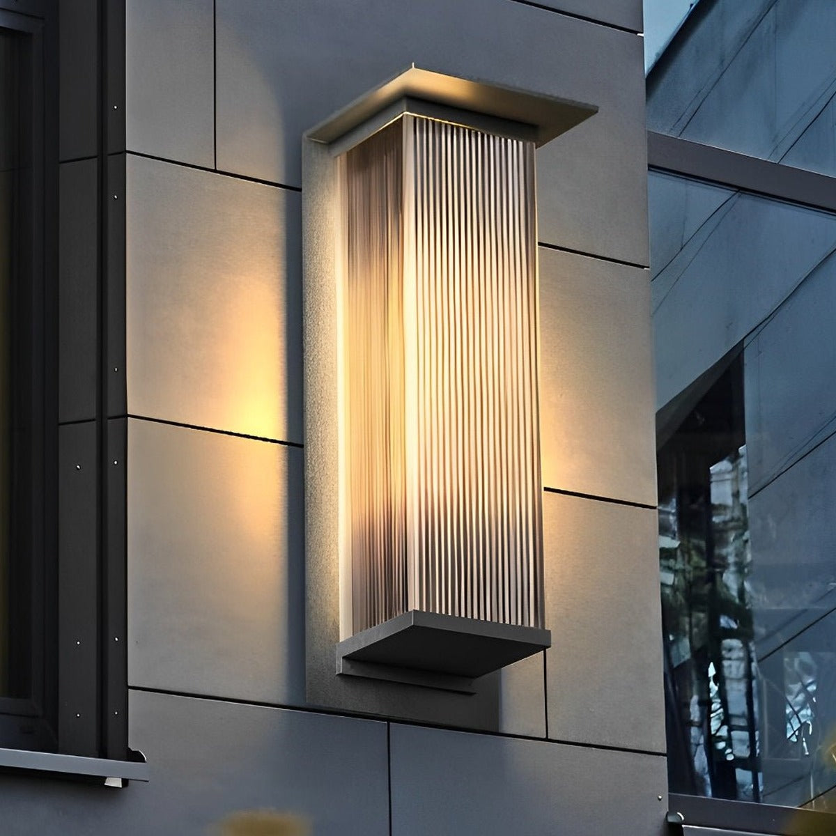 Ribbed Canopy Box Wall Light, Metal and Acrylic Outdoor Sconce 4