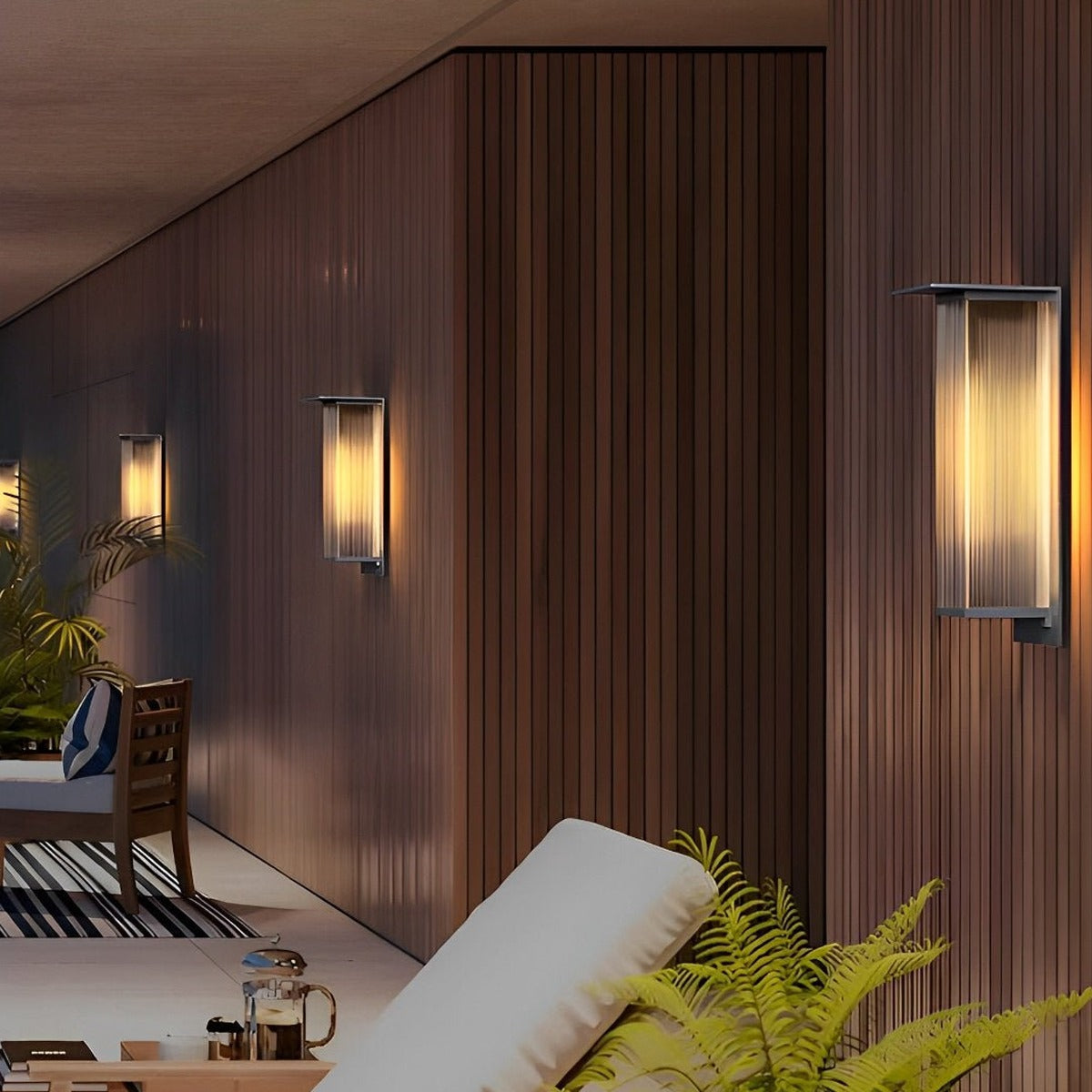 Ribbed Canopy Box Wall Light, Metal and Acrylic Outdoor Sconce 5
