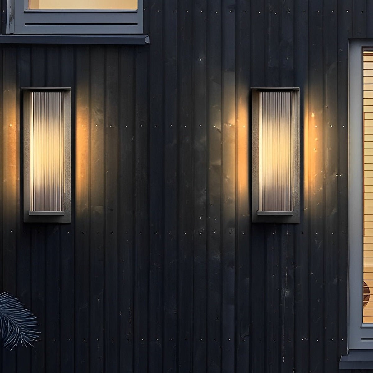 Ribbed Canopy Box Wall Light, Metal and Acrylic Outdoor Sconce 6