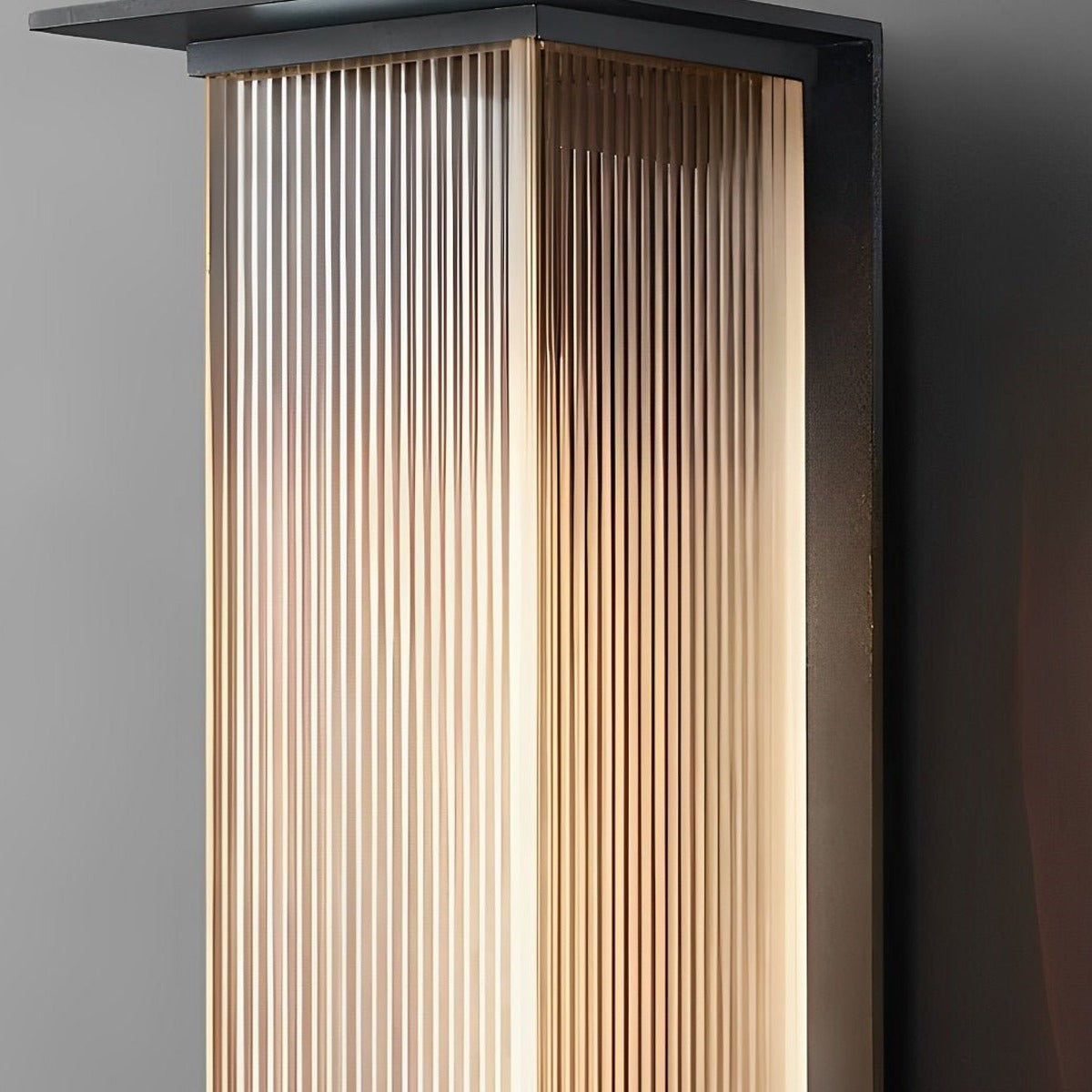 Ribbed Canopy Box Wall Light, Metal and Acrylic Outdoor Sconce 8