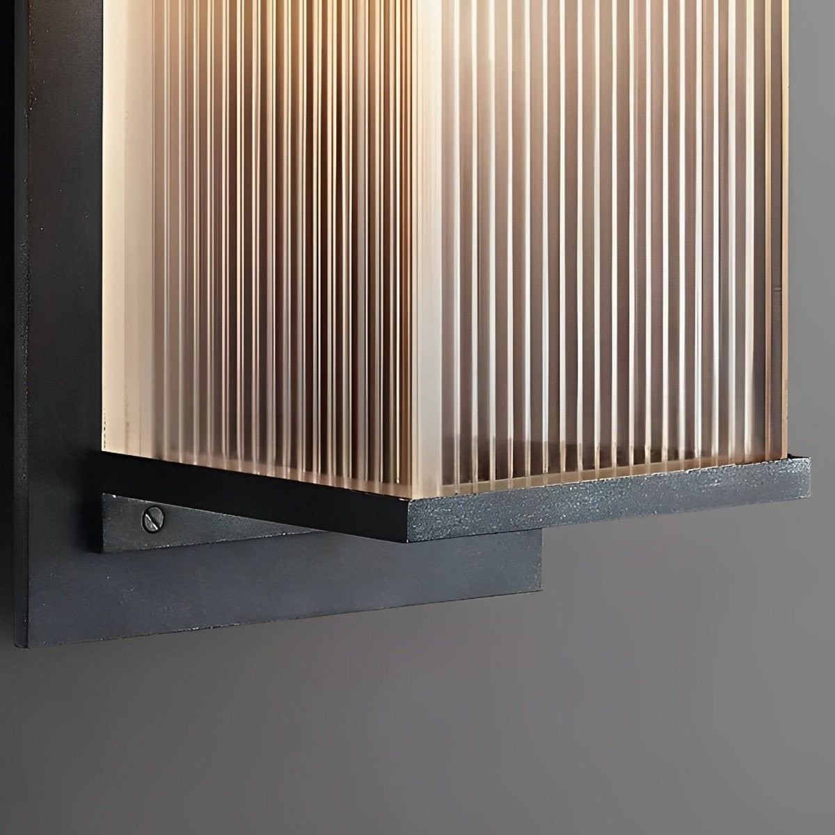 Ribbed Canopy Box Wall Light, Metal and Acrylic Outdoor Sconce 9