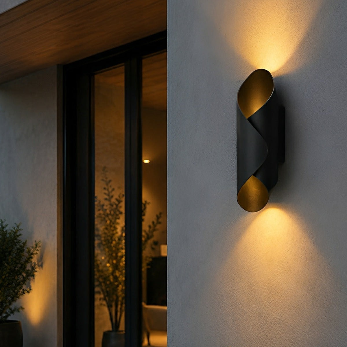 Ribbon Curl Up and Down Sconce, Modern Outdoor Wall Light 3