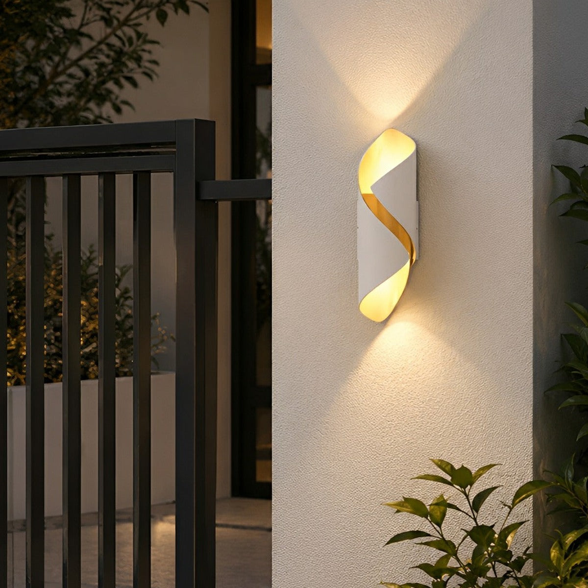 Ribbon Curl Up and Down Sconce, Modern Outdoor Wall Light 5