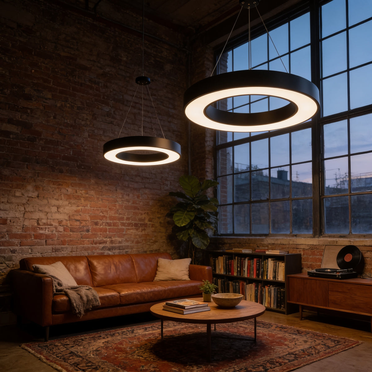 Ring Pendant Light, 19.7 in, Black Dimmable (3000K 6000K)