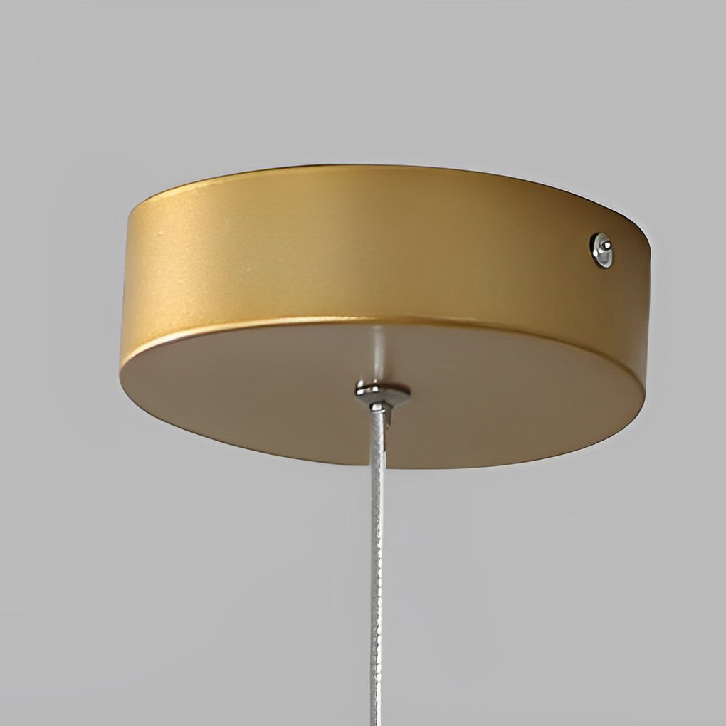 Floating Ring Staircase Chandelier, Gold Aluminum Long Drop Light 4