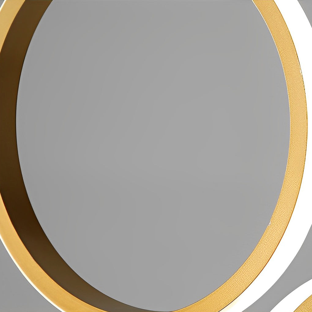 Floating Ring Staircase Chandelier, Gold Aluminum Long Drop Light 3