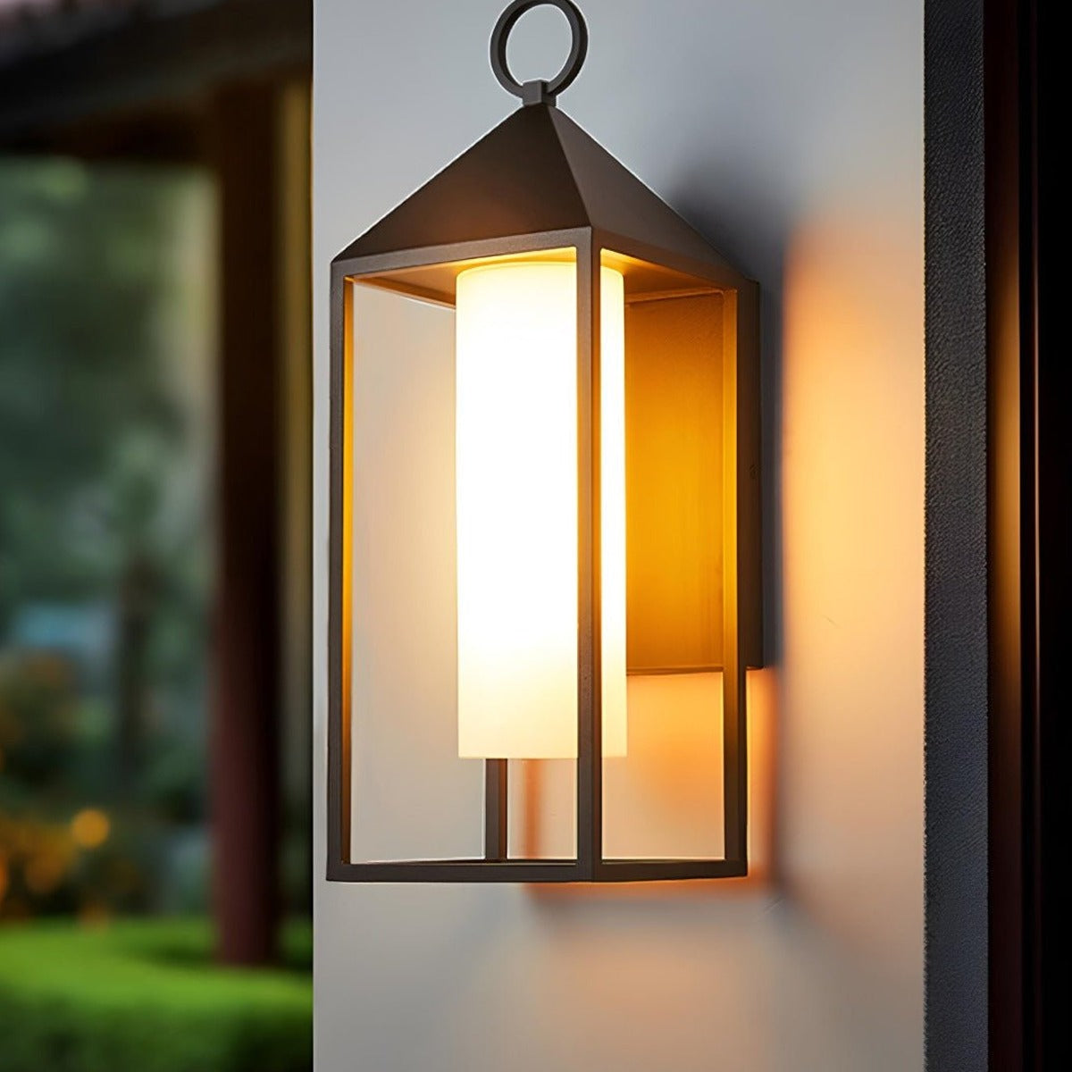 Ring Top Frame Lantern, Black Die Cast Aluminum Porch Light 2