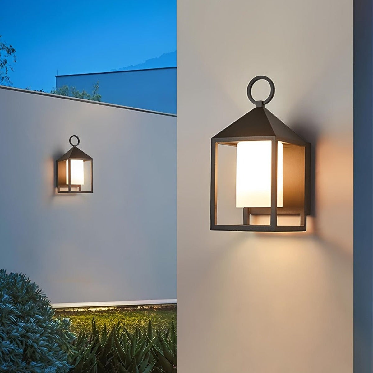 Ring Top Frame Lantern, Black Die Cast Aluminum Porch Light 3
