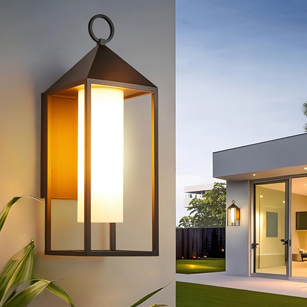 Ring Top Frame Lantern, Black Die Cast Aluminum Porch Light 4