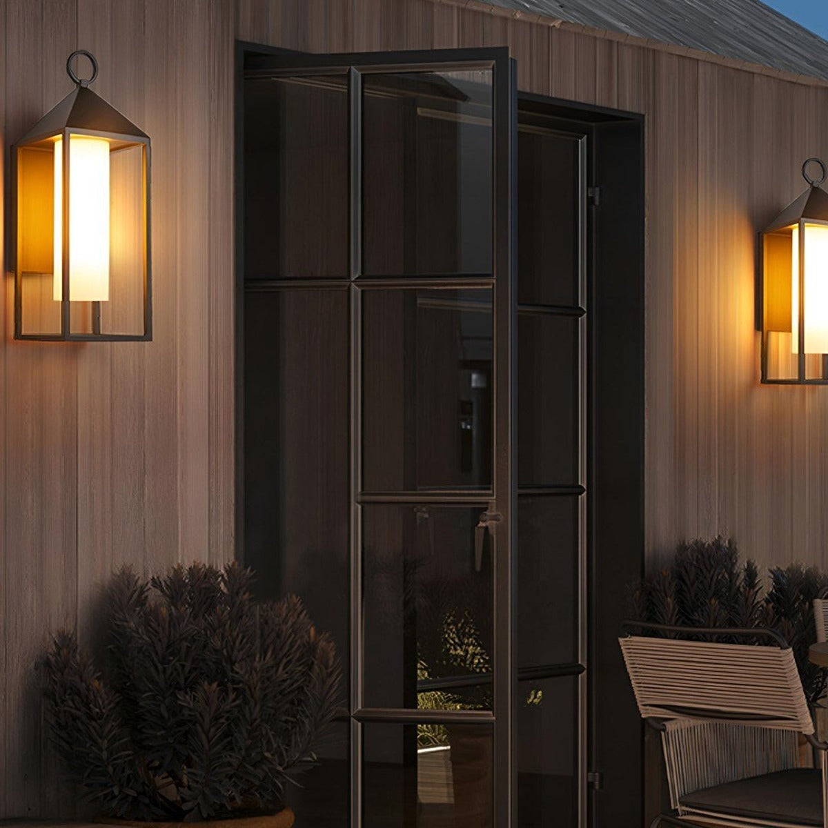 Ring Top Frame Lantern, Black Die Cast Aluminum Porch Light 5