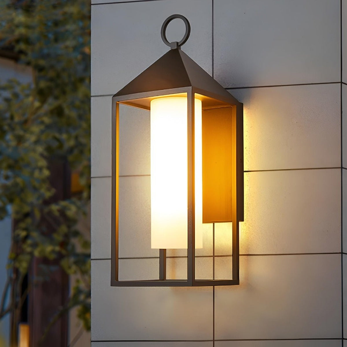 Ring Top Frame Lantern, Black Die Cast Aluminum Porch Light 6