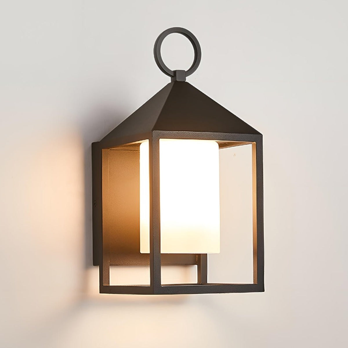 Ring Top Frame Lantern, Black Die Cast Aluminum Porch Light 8