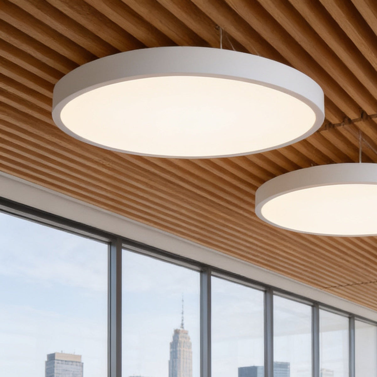 Round Office Pendant Light, 15.7 in, White (6000K), close view