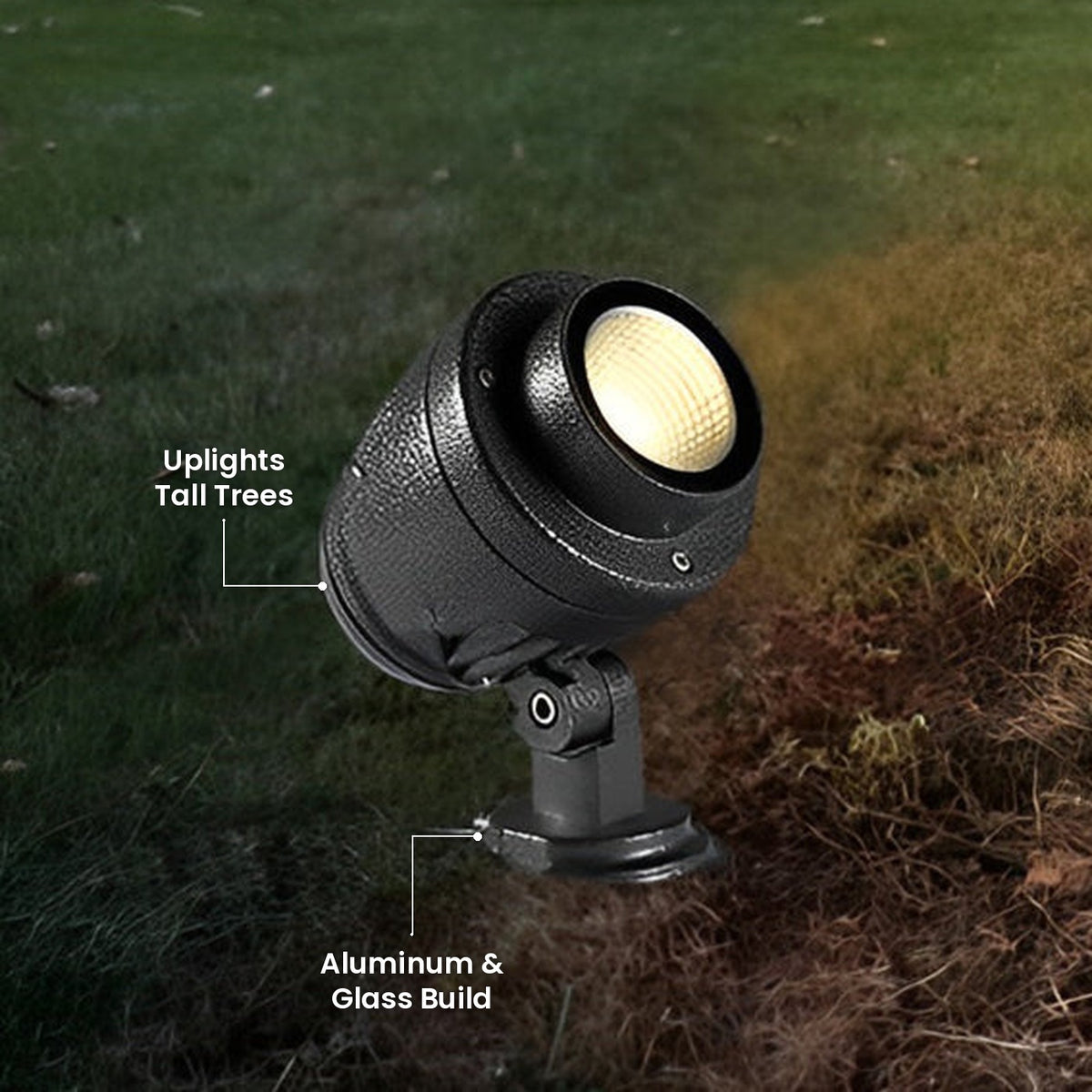 Round Tree Spotlight: Uplights Tall Trees, Aluminum & Glass Build