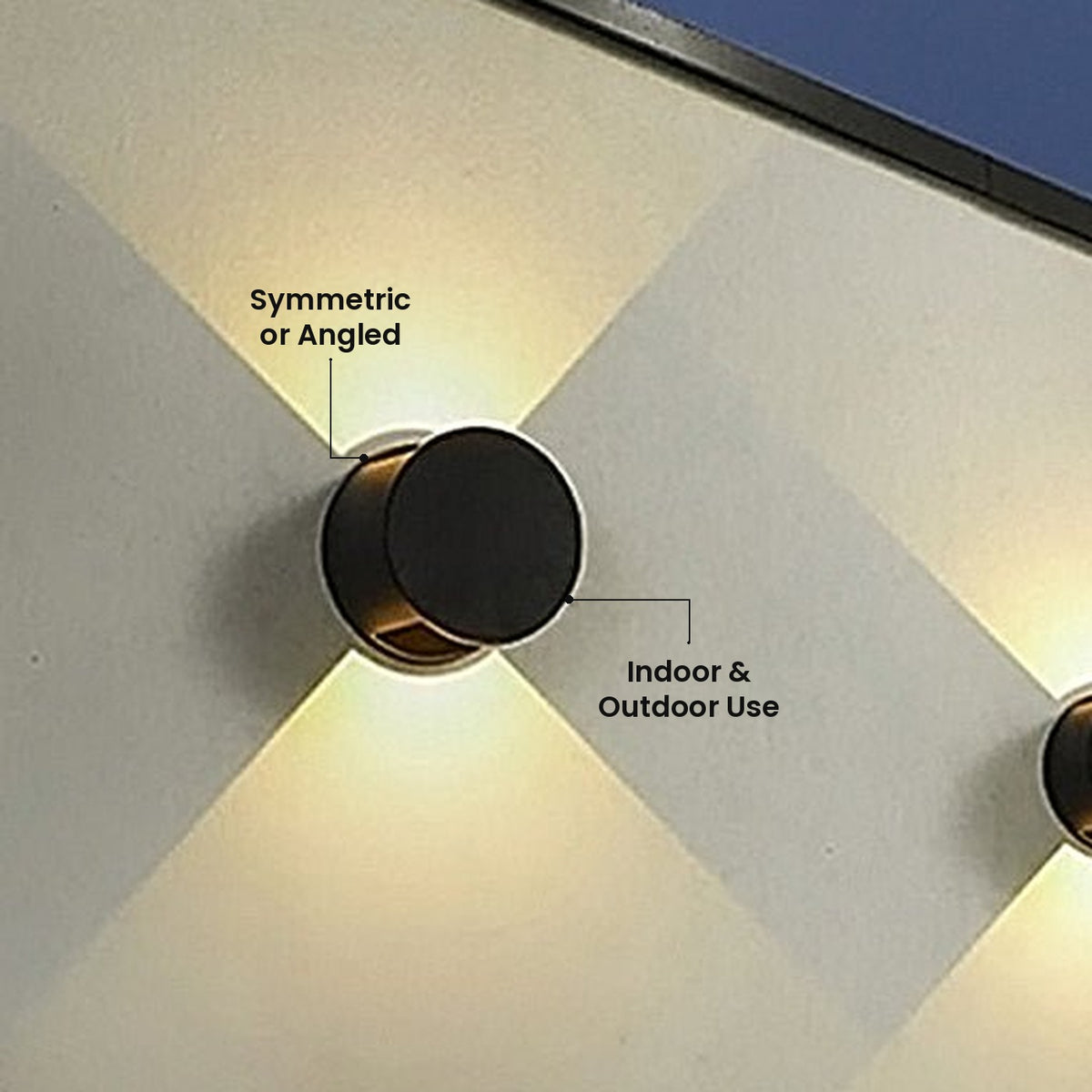 Round Up and Down Wall Light: Indoor & Outdoor Use, Symmetric or Angled
