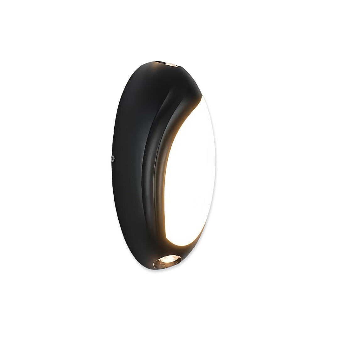 Oval Shell Outdoor Wall Light, Black Aluminum Doorway Lamp