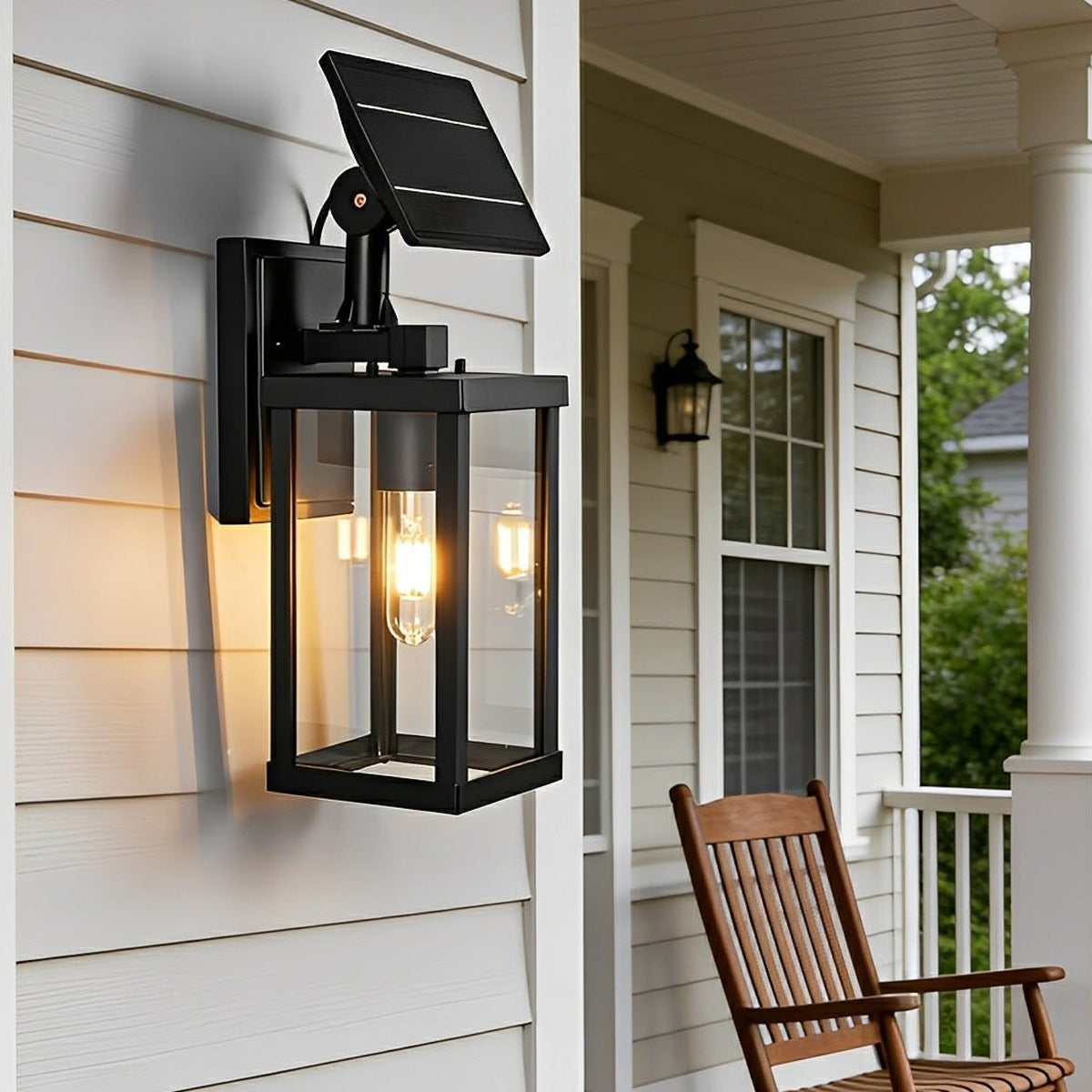 Rustic Box Lantern Porch Light, Black Die Cast Aluminum Wall Sconce