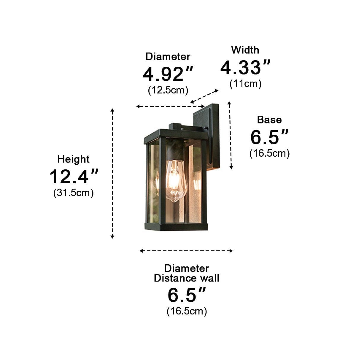 Rustic Box Lantern Porch Light, Black Die Cast Aluminum Wall Sconce 10