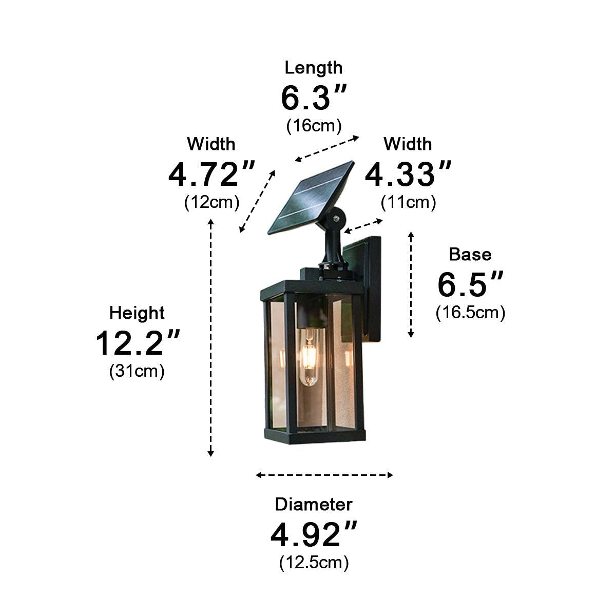 Rustic Box Lantern Porch Light, Black Die Cast Aluminum Wall Sconce 12