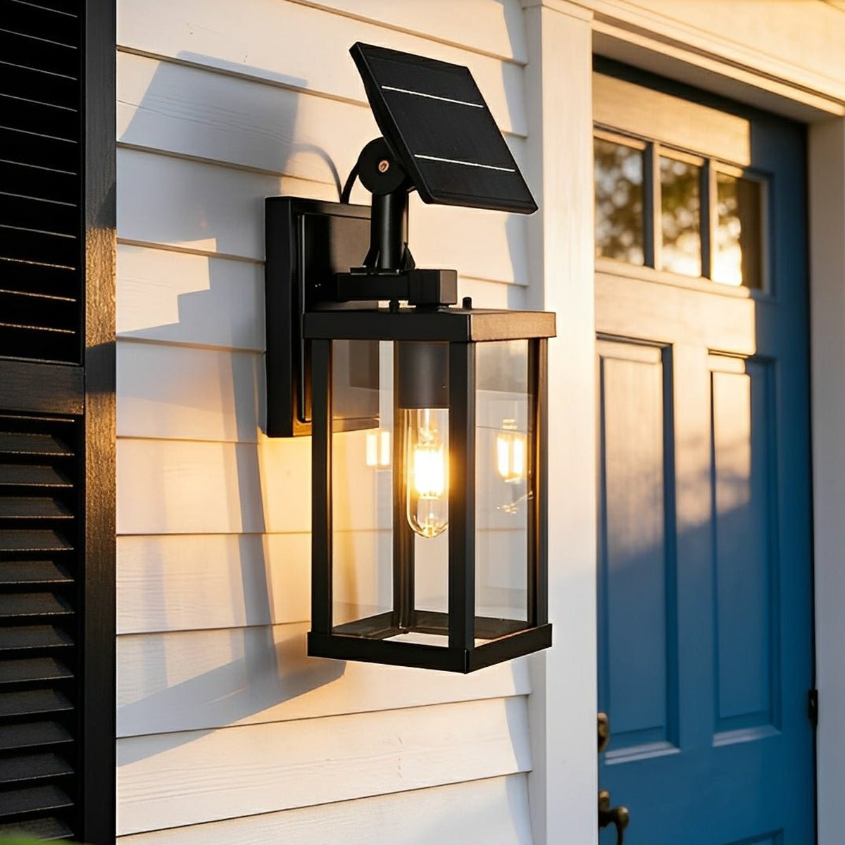 Rustic Box Lantern Porch Light, Black Die Cast Aluminum Wall Sconce 6