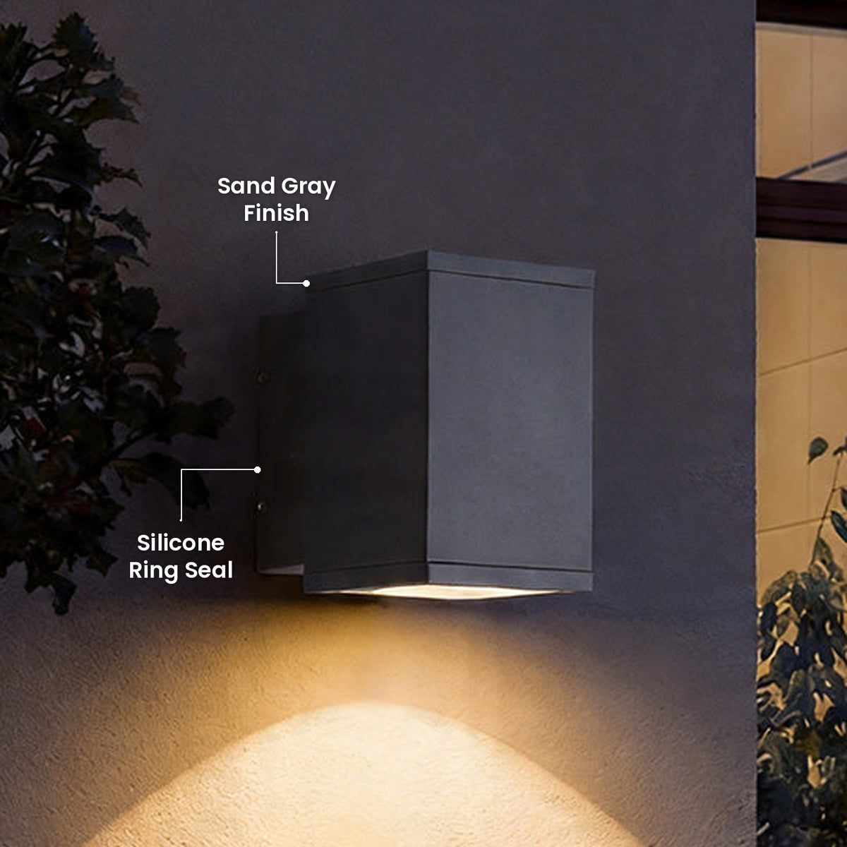 Sand Gray Up and Down Sconce: Silicone Ring Seal, Sand Gray Finish