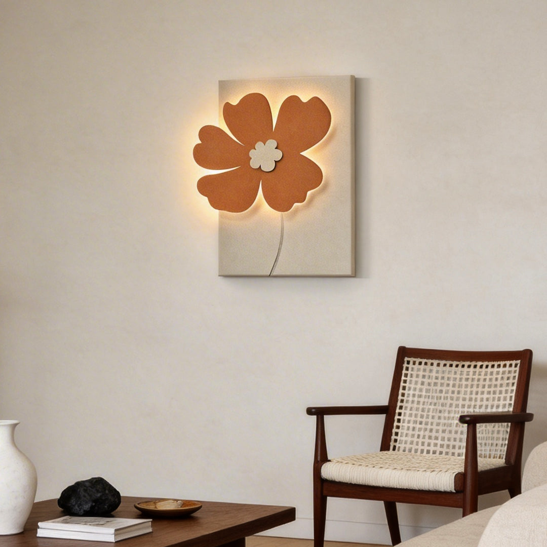 Sandstone Flower Relief LED Wall Art, Textured Backlit Panel